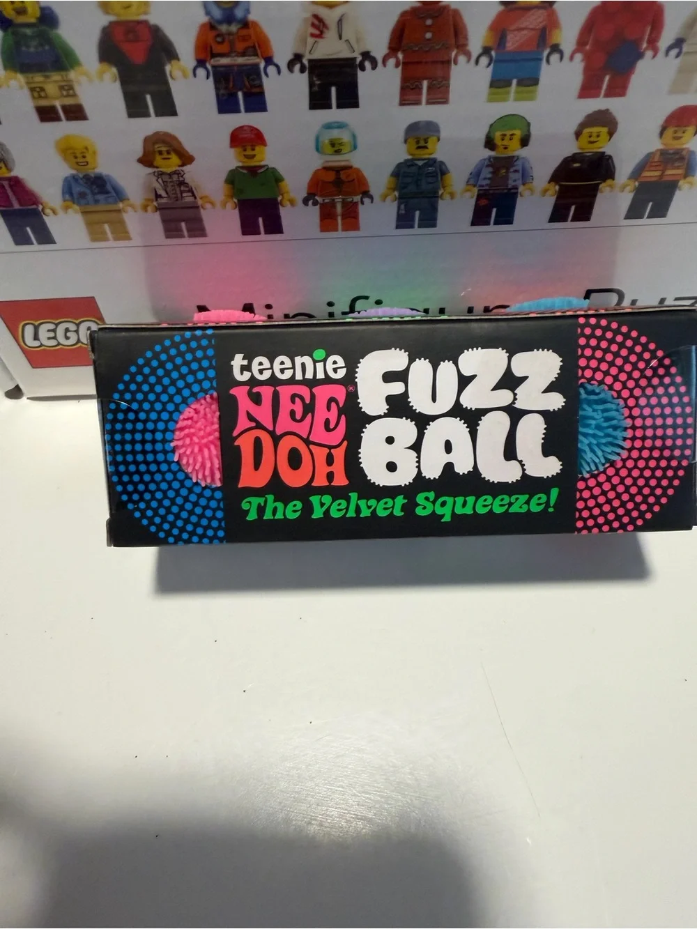 teenie Nee Doh Fuzz Ball Velvet Squeeze Toy - Pink & Blue